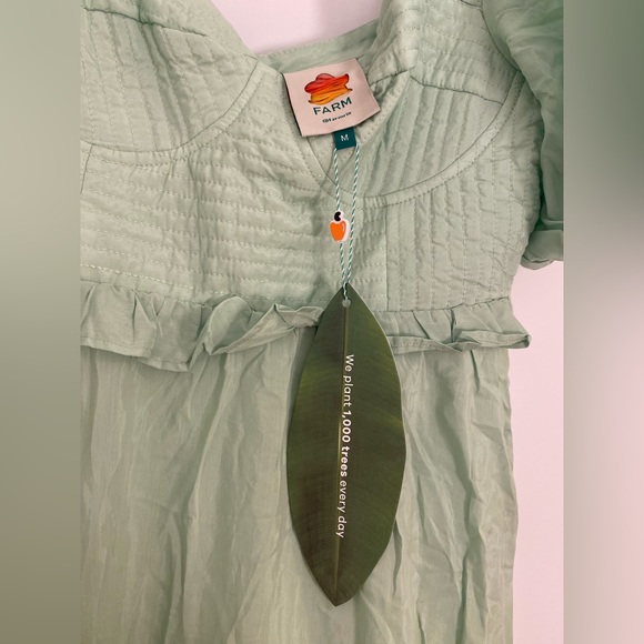 Farm Rio Soft Green Short Sleeve Midi Dress Garden Party Cottage Core - Picture 5 of 13